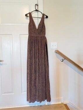 V-Neck Sparkle Maxi Dress in Multicolor